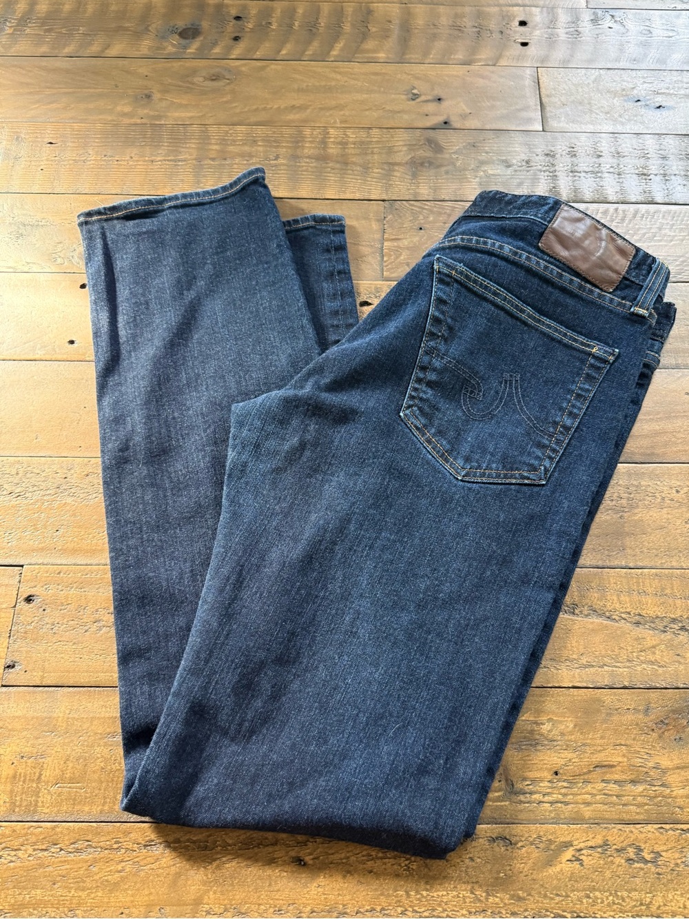 men’s Ag Adriano Goldschmied Straight ‘the graduate’ Dark Blue Jeans 33x34